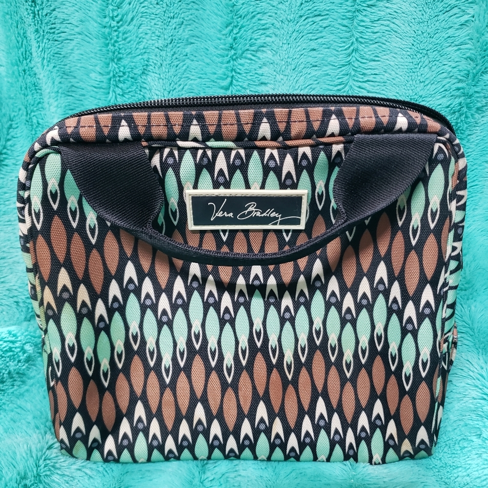 Vera Bradley Lunch Box Insulated Cooler Bag - teal, brown, and black